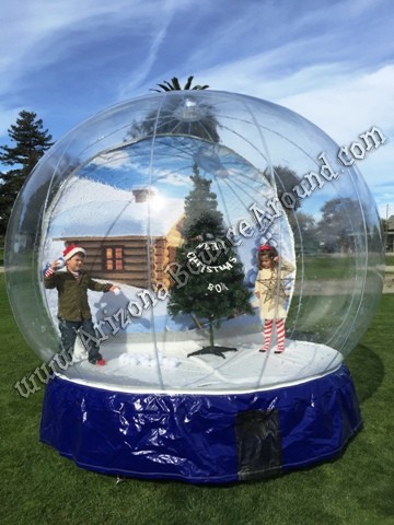 Human Snow Globe with Blowing Snow